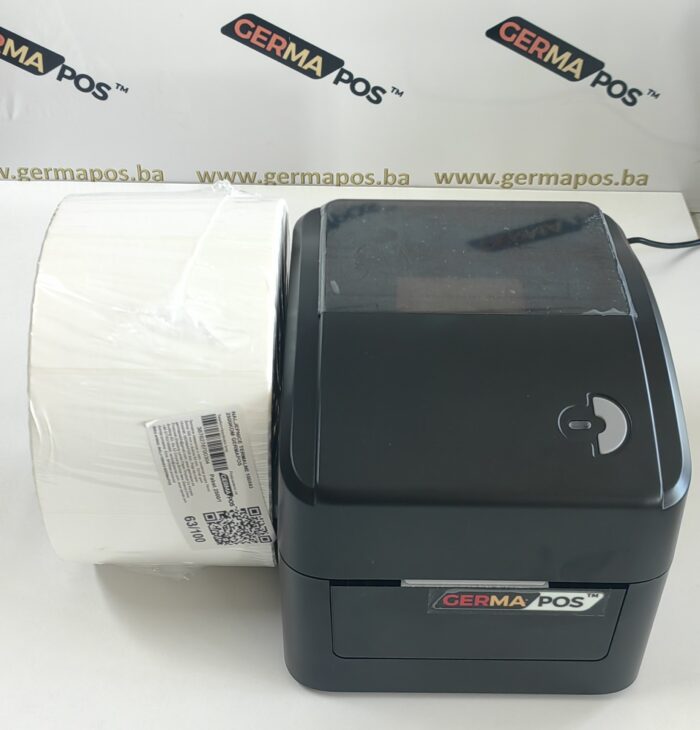 Germapos GP-B024CP termalni printer s rolom etiketa i ispisanom naljepnicom