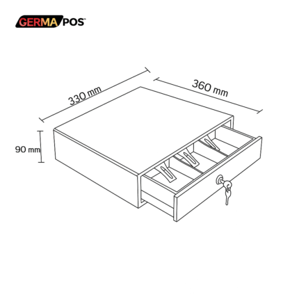 GERMAPOS Ladica za novac GP-033CR crna – dimenzije 330x360x90mm