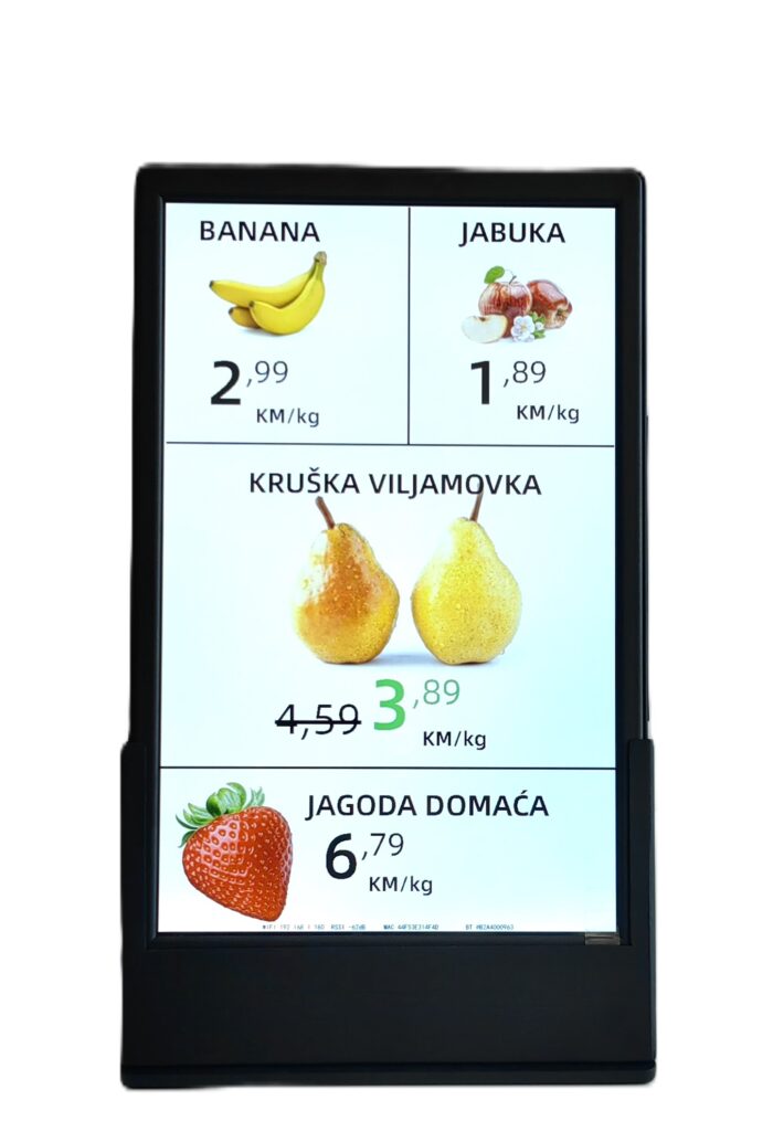 LCD-PM1019X elektronska oznaka na postolju s prikazom više cijena na jednom ekranu