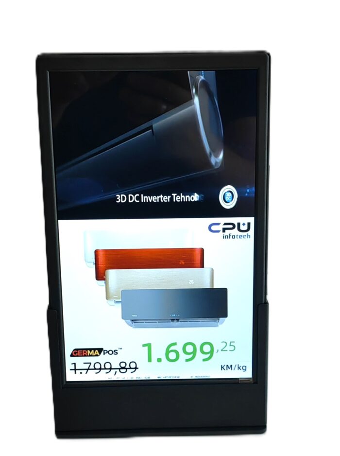 LCD HD oznaka PM1019X s prikazom redovne i snižene cijene za više proizvoda
