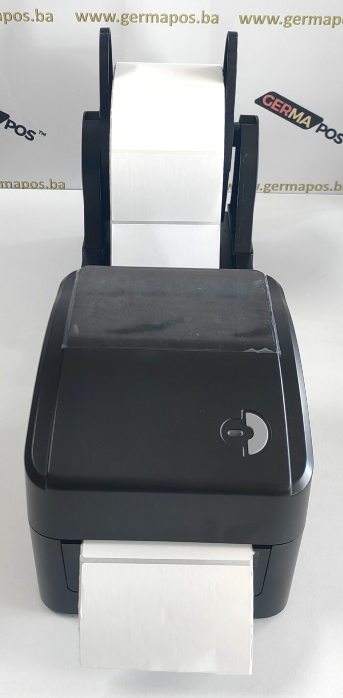 ermalni printer Germapos GP-B024CP s montiranom rolom etiketa – prednji pogled