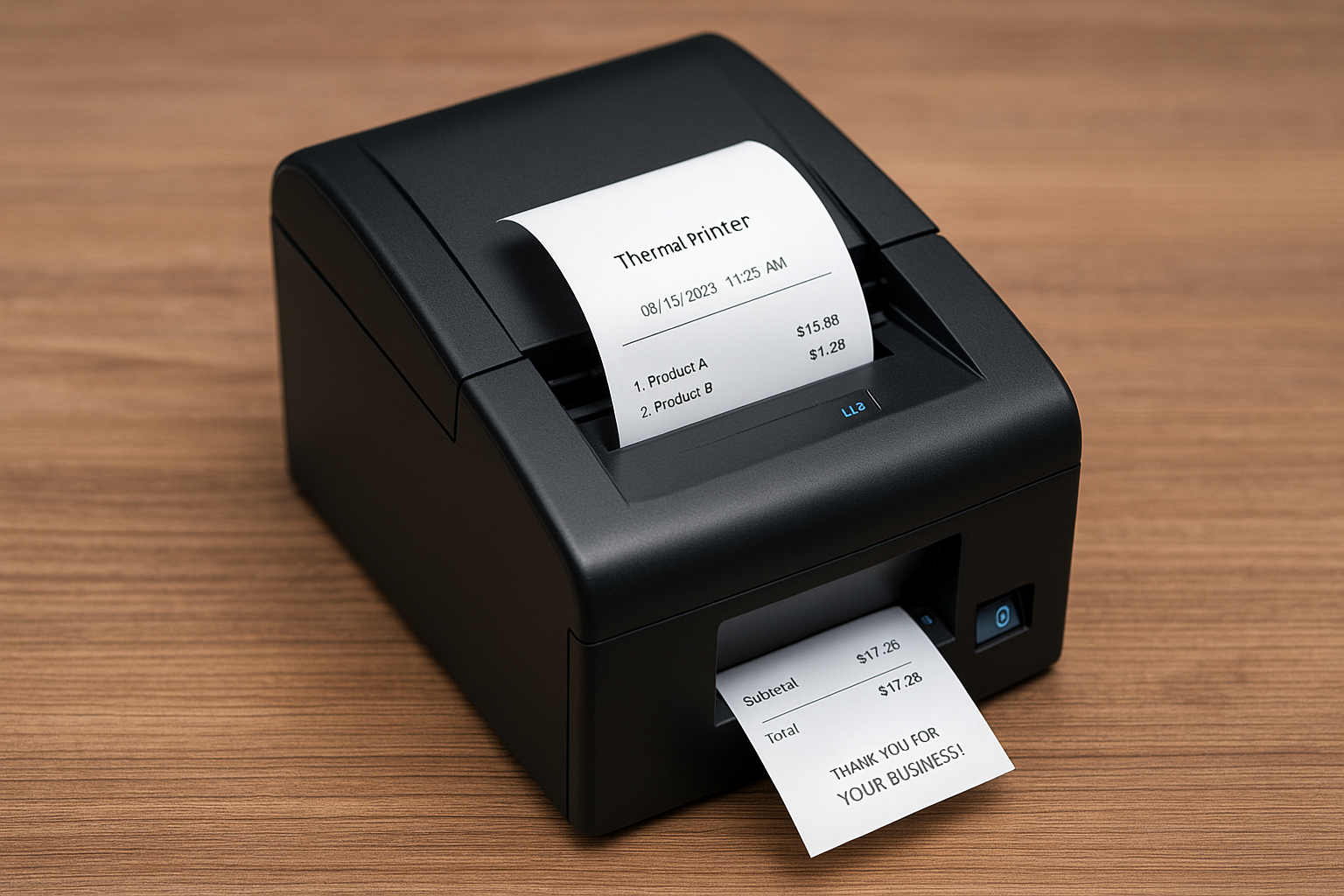 Termalni printer na stolu sa printanim računom