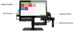 GP-06SM crni multifunkcionalni POS stalak za dva monitora i rotirajući kartični terminal