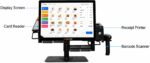 GP-06SM crni multifunkcionalni POS stalak za dva monitora i rotirajući kartični terminal
